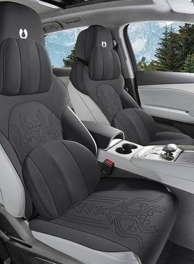 腾势N8专用汽车坐垫翻毛包透气半座套通风马DLL鞍四皮季通垫用座