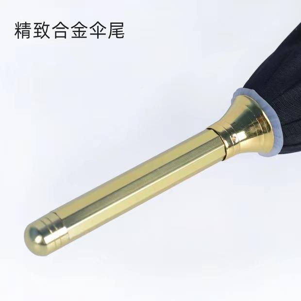 晴12生加肖动物头雨伞轻奢金合镀金手柄厚贡缎黑色直杆商合金手柄