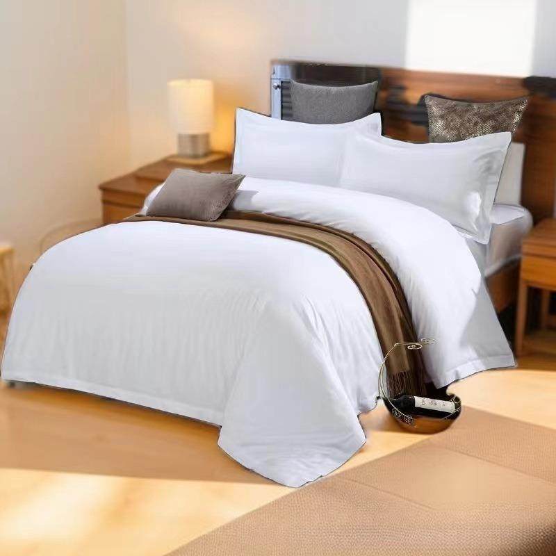 酒店专用床四套上用品白贡缎宾酒店四件馆床件单民宿白色色布草四,床上用品,酒店床品套件,淘宝优惠券,粉丝福利购,淘宝优惠卷