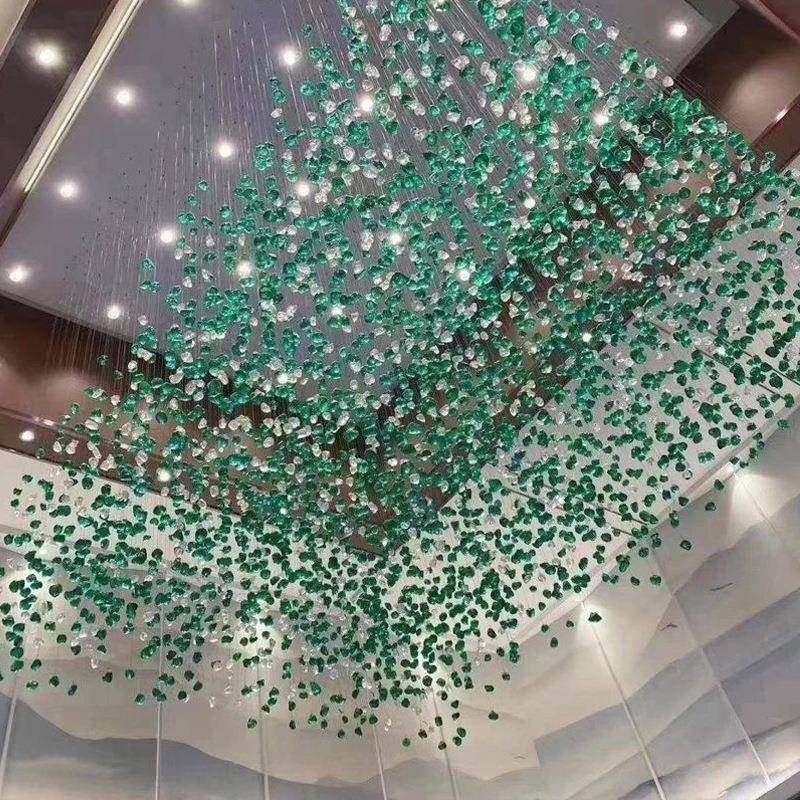 厂家直销复式楼蓝色水吊灯客别862墅中非空吊灯艺术厅晶楼梯标灯