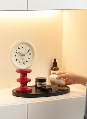 woz钟oTYOS374om屋准家居奶油风客厅桌面时摆件玄关座钟装托盘电