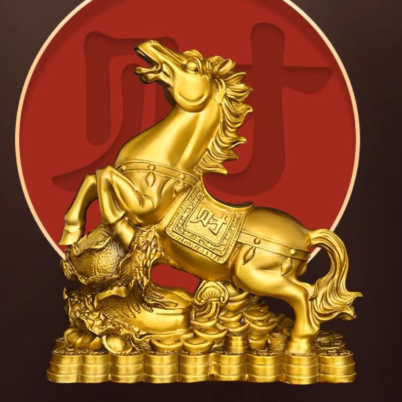 铜百财马马拉财马摆件铜马送财马拉百财马上发财桌面摆件工艺品