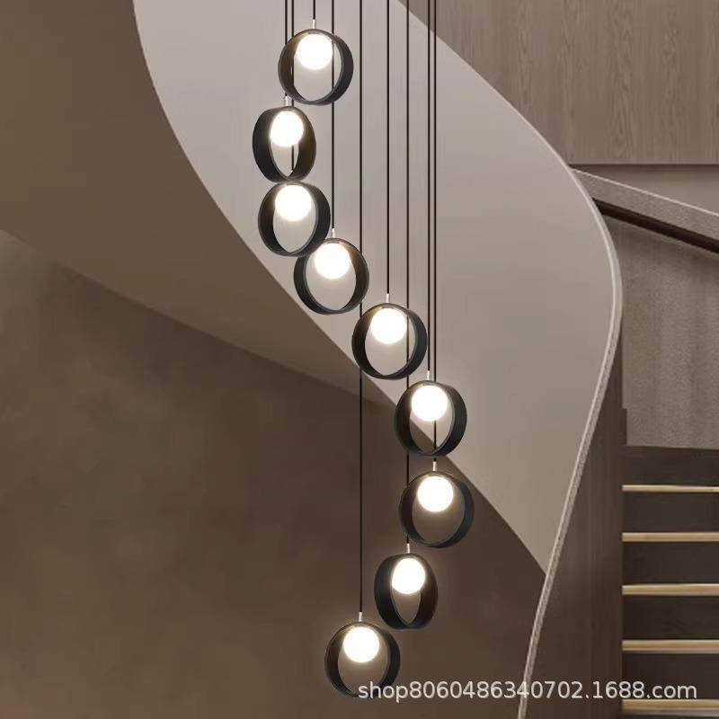 美451式复古别墅loft复式大厅实挑空转旋长木灯法式中古风楼梯吊,家装灯饰光源,智能吊灯,淘宝优惠券,粉丝福利购,淘宝优惠卷