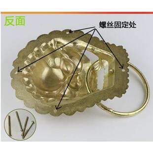 铜狮头子狮拉子头小手兽头门环柜门古中式家具拉手铜KYB单孔把手