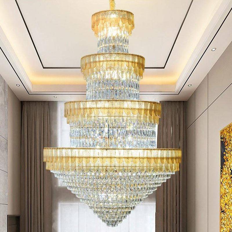 复式楼大吊灯别墅灯挑空客水晶现厅代厅轻奢306楼中楼跃层大挑高