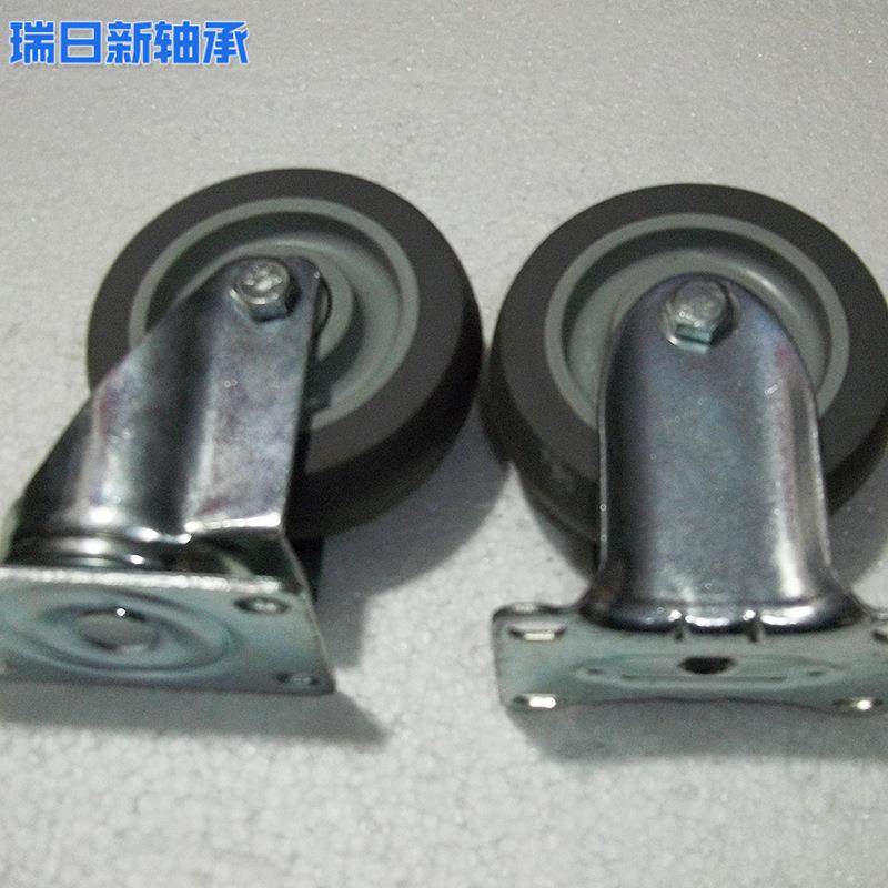 青岛厂无车万轮5寸平板家车小推车黑色脚向轮万刹向轮