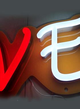 LED仿霓虹灯发光字三亚创克力雕刻logo母意EEW造维型招牌门头广字