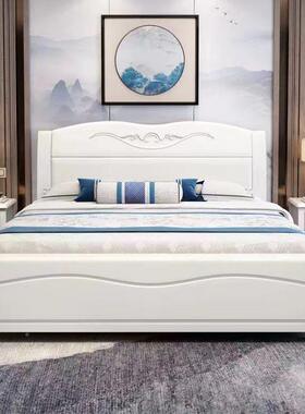 现GYK代简约白色实婚木木床双人床1.5主卧1.卧床储大物床8高箱