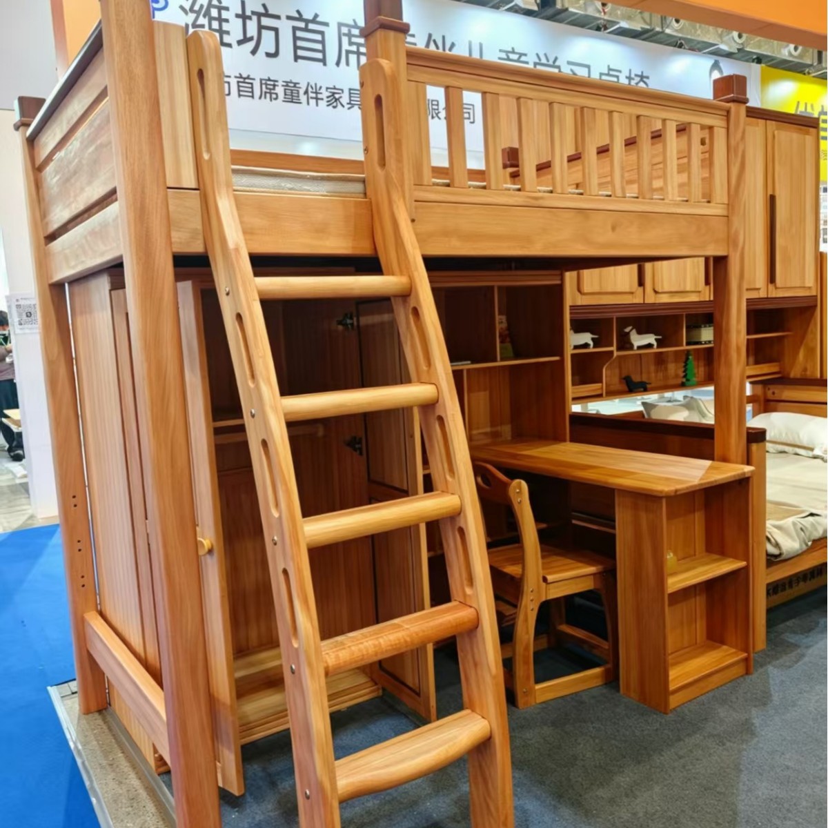 爱丁堡半高床全实木架子床红檀木上床下书桌上床下衣柜高低床家用