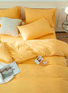 日纯LZC纯色色套长绒棉四件全棉床单被罩品纯棉被系套三件套床床