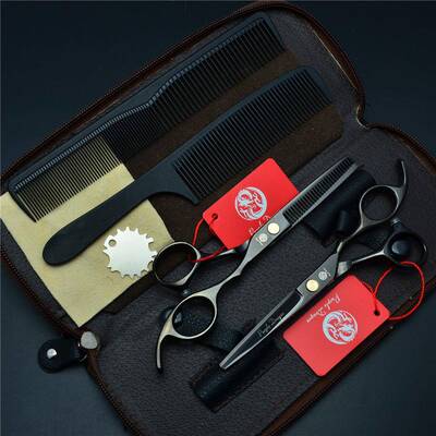 紫龙.56.海0寸黑色美发剪ZLE刀理发剪平剪牙剪刘剪打剪薄组合5套