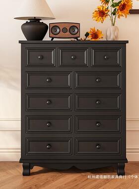 黑色柜斗XVQ柜卧室实木简约现屉代抽式储物式五斗橱客厅收纳柜美