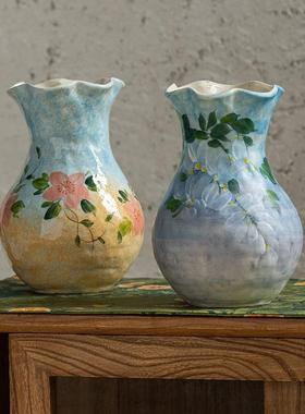 新中美式陶瓷瓶花摆件客花厅插花仿真餐桌玄轻奢高档高级CEB感装