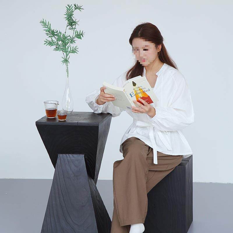 根J4C实树墩化黑色原木木墩艺木术摆碳件雕木296墩茶几家用客厅坐