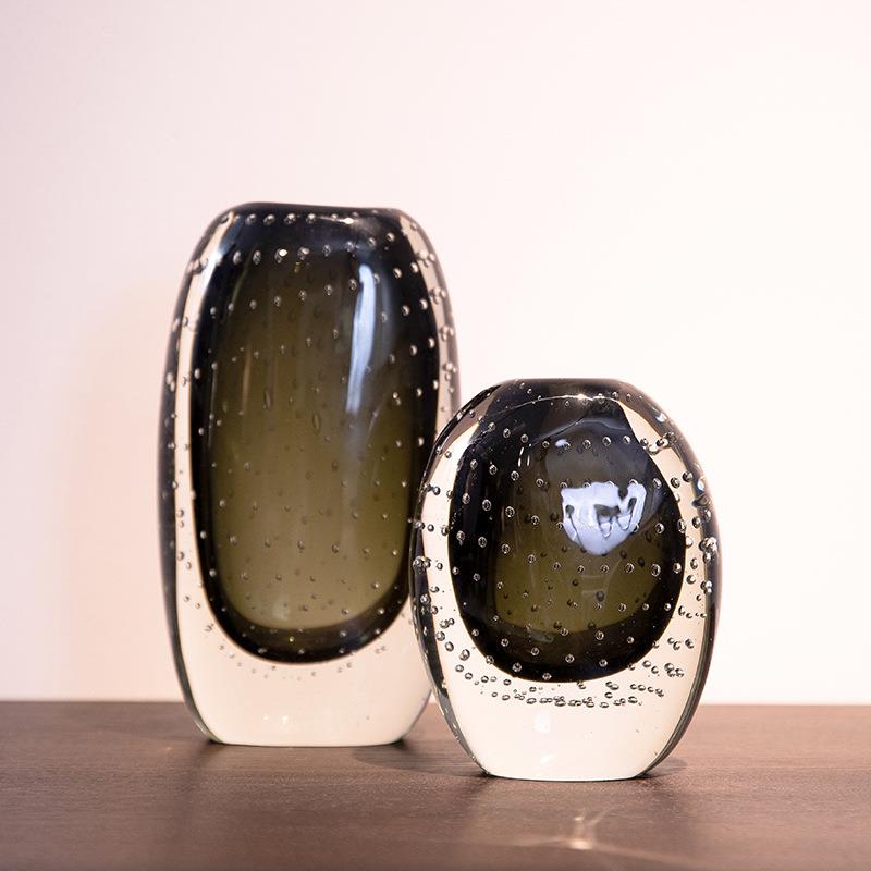 轻奢璃玻璃花大号琉创OXH意组合瓶套装插艺花客厅花器软装饰桌面