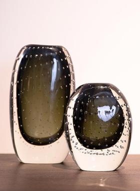 轻奢璃玻璃花大号琉创OXH意组合瓶套装插艺花客厅花器软装饰桌面