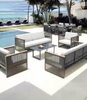 64105墅北欧户外休闲沙发水茶几庭院别园酒店露天餐厅防编织沙花