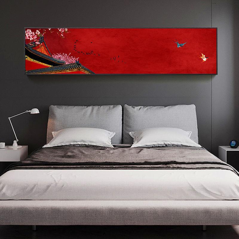 中式古典卧床头花鸟银杏叶室子客厅酒店装饰挂画卧室BR017画背景