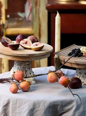 法式复雕花台蛋糕架婚FSQ庆摆古摄影具民宿装饰道品做旧实木摆件