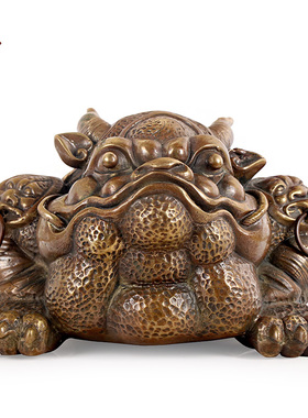 纯铜金蟾摆件三足三脚金蟾蜍招财工艺品客厅玄关店铺公司开业礼品