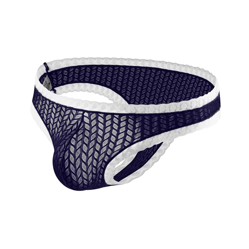 蕾丝边男士小三角半包臀性感半透明性感U凸囊袋丁字内裤透气裤衩