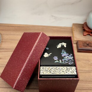 螺钿漆器笔筒送老师书房办公桌面摆件木质复古中国风 教师节礼物