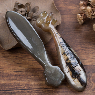 三味梳屋白水牛角面部梅花刷眼部祛眼袋提升紧致拨筋棒刮痧板