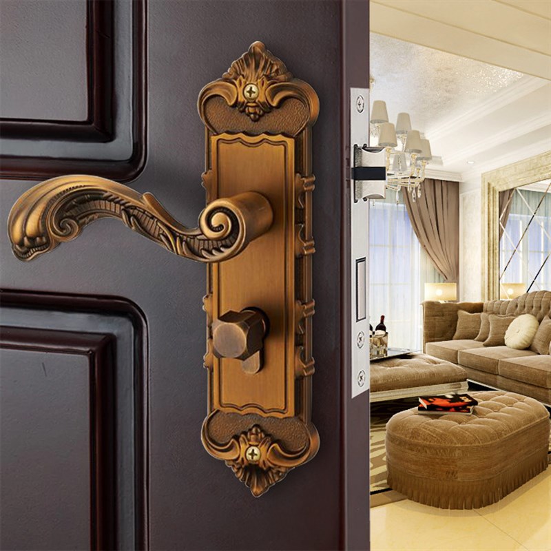 欧式复古门锁锌合房间金门锁黄古铜室内门锁卧室木门通用型JY168