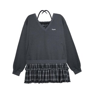 SagiDolls少女斗志 #等你下课#学院风毛针织卫衣挂脖假两件连衣裙