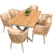 户外桌椅庭院藤椅露天咖啡室外休闲编藤塑木合金花园桌椅组合