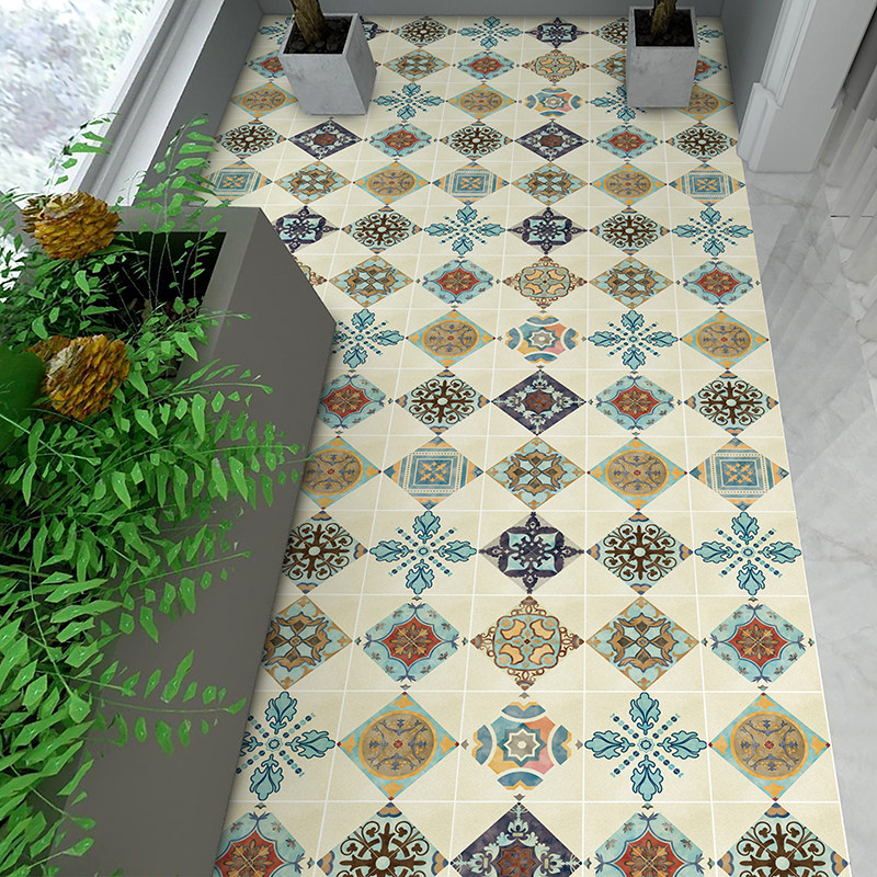 厨房地面防水防滑耐磨地贴花砖贴纸装饰复古自粘墙贴阳台地砖翻新