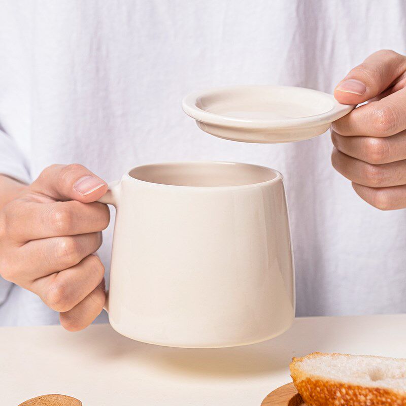 西比尔日式马克杯带盖陶瓷杯耐高马克杯