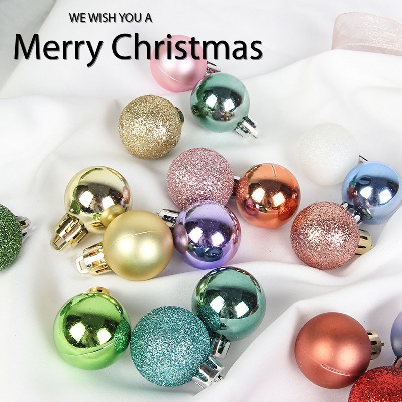 圣诞节装饰品布置用品圣诞树挂件3cm/36PCS圣诞球亮光彩圣诞球