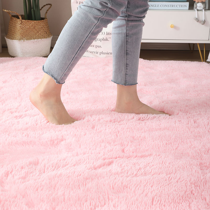 地垫卧室床边地毯粉色少女床边毯长绒毛家用房间客厅全满铺可定制