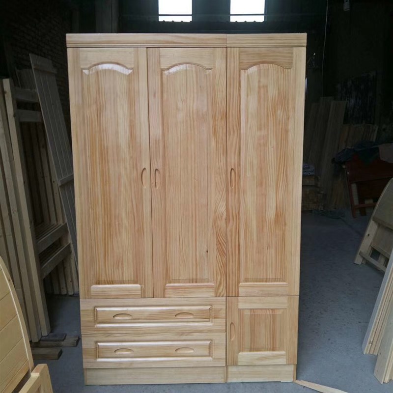 松木三门衣柜 二门衣柜 挂衣柜 实木衣橱 平板衣柜 松木衣柜