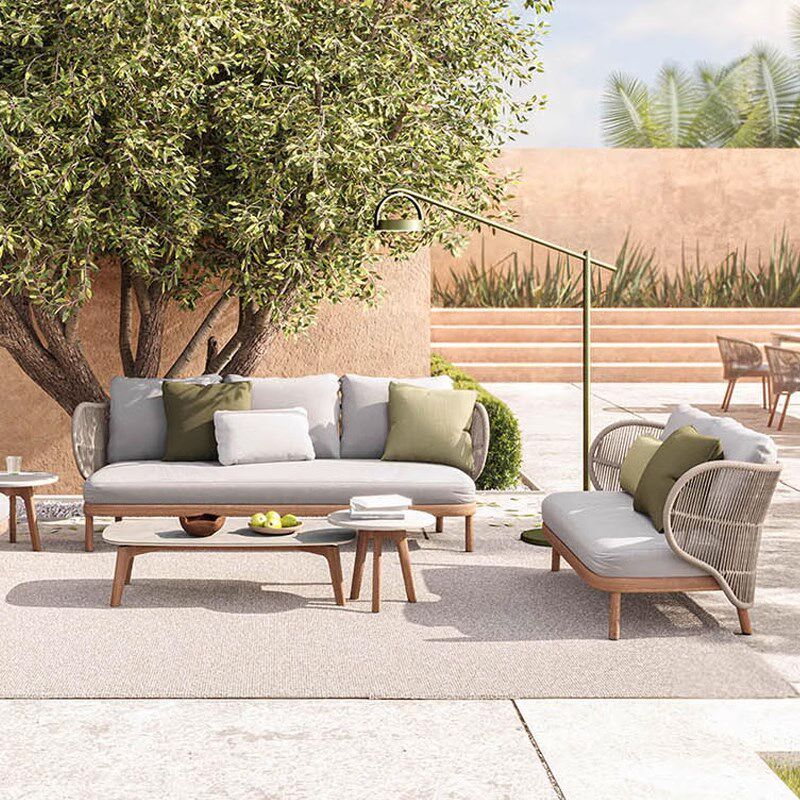 户外庭院露台北欧绳沙发组合室外酒店阳光房民宿仿木漆绳编小桌椅