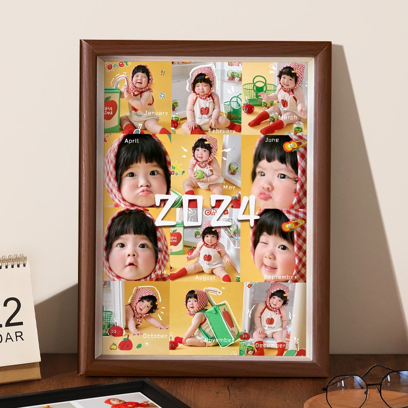 12宫格周岁相框纪念diy定制宝宝成长出生到1一岁礼物打印照片留念