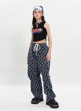 少儿童街舞走秀爵士舞架子鼓男女童hiphop个性背心长裤演出服套装