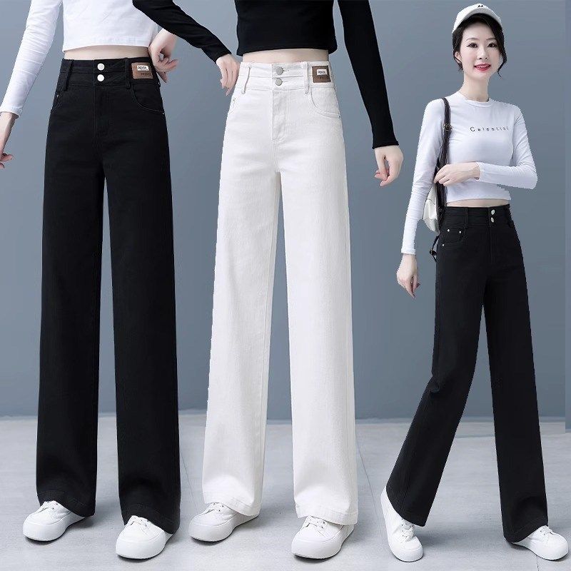 牛仔阔腿裤女裤子春秋2025年新款潮高腰显瘦直筒宽松休闲春秋长裤,女装/女士精品,牛仔裤,淘宝优惠券,粉丝福利购,淘宝优惠卷