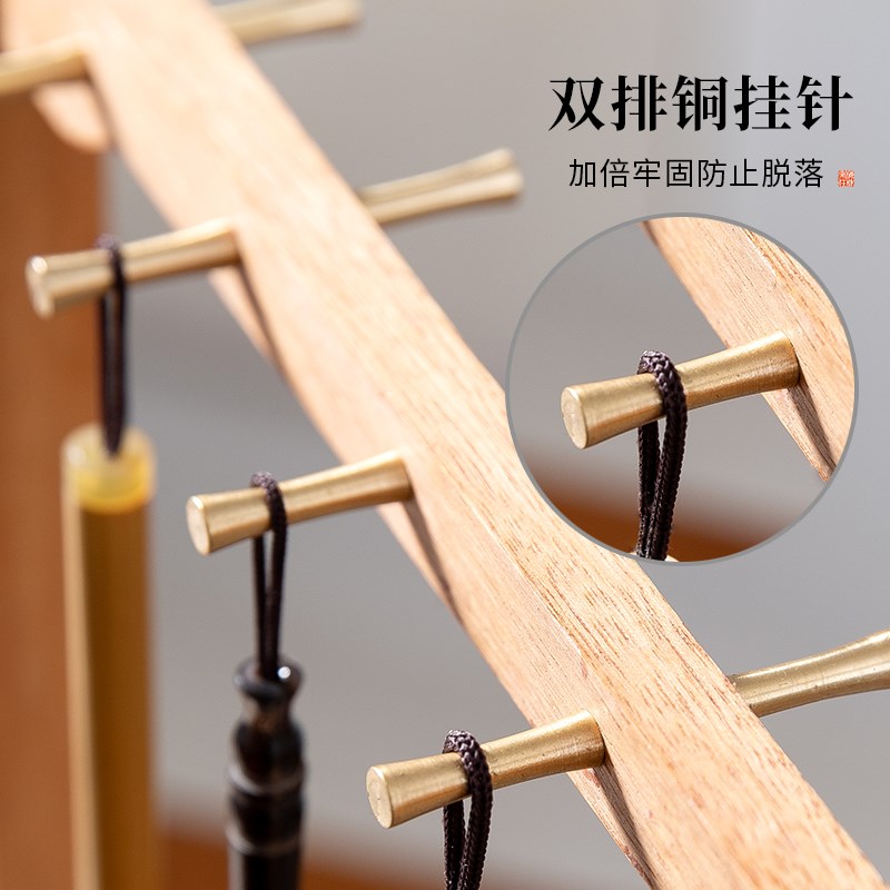 梅林笔庄花梨木笔架毛笔挂架实木笔挂展示架新中式笔挂笔架摆件古