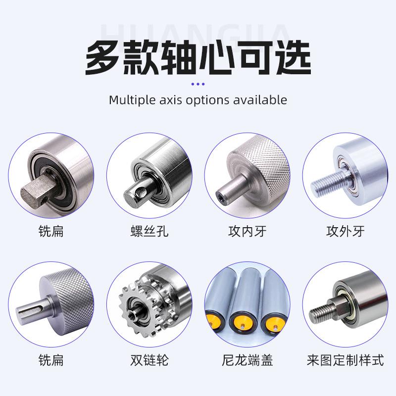 不锈钢滚包轴无动力线胶滚筒MKA锌从动镀流水辊筒