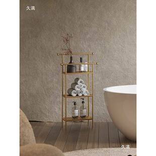 巾生间淋浴室置物架落地毛架厕所浴用品免卫打FRU孔浴缸收纳架子