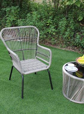 跨售0020境直供户外花园阳台藤楼部谈椅椅休闲藤编洽桌椅三件套组