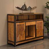 轻奢新中茶水式 柜实多功能烧水储一体物黑胡桃木UIT茶水柜简木约