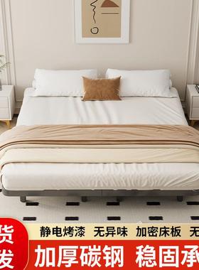 日浮式简悬床约1..5米18米意式HWH轻奢无床头床架双人铁床悬浮钢