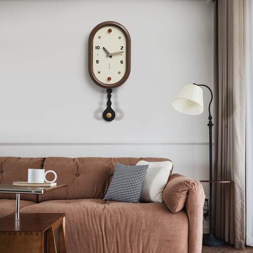 准WOZOOM免打孔中风古挂钟新客厅家用摆钟表屋202TYOS7615款创意