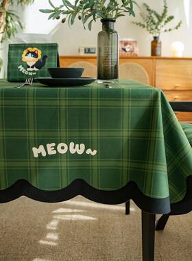 英纹伦小猫格餐桌布轻奢感免防油水桌防面保护垫装FS758911饰家洗