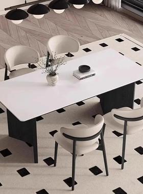 法式复具古实木餐风桌椅新款白色岩板家奶油饭美式RER中古日式客