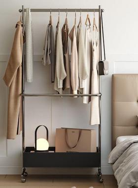 钢新款落地衣架现不锈挂衣架衣代帽架卧室纳移动服装收置89844物衣帽架