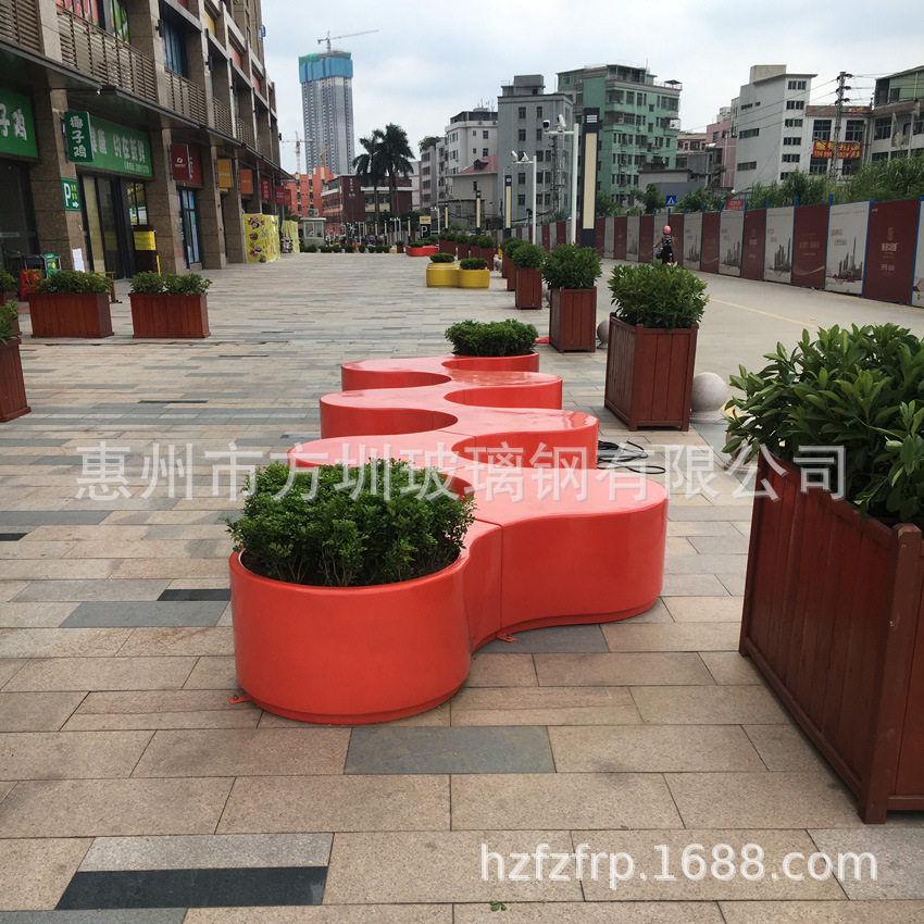玻璃钢树脂户外连排休闲椅